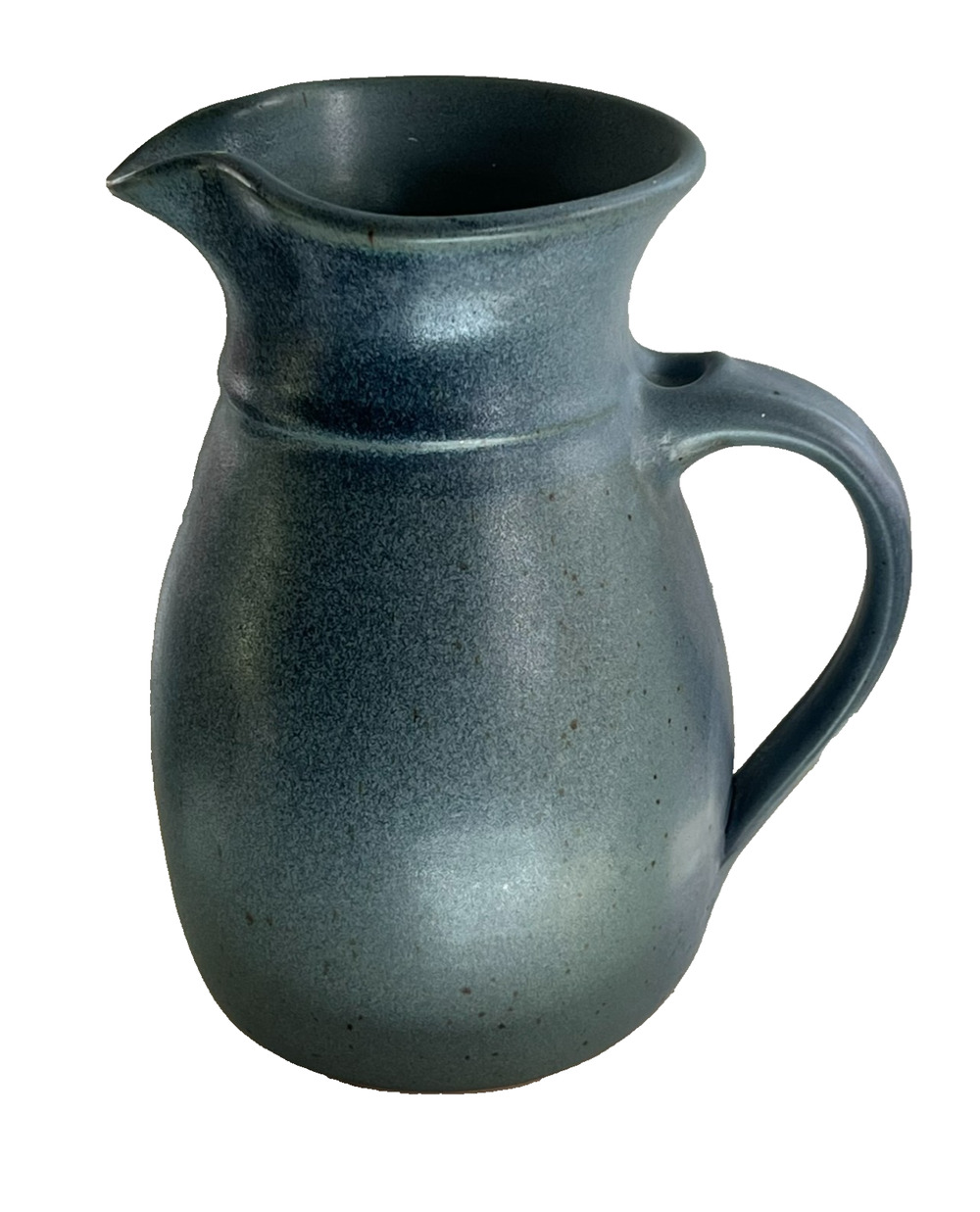 Elk Falls Pottery Blue Studio Art Pitcher Stoneware Glazed Speckled 9"